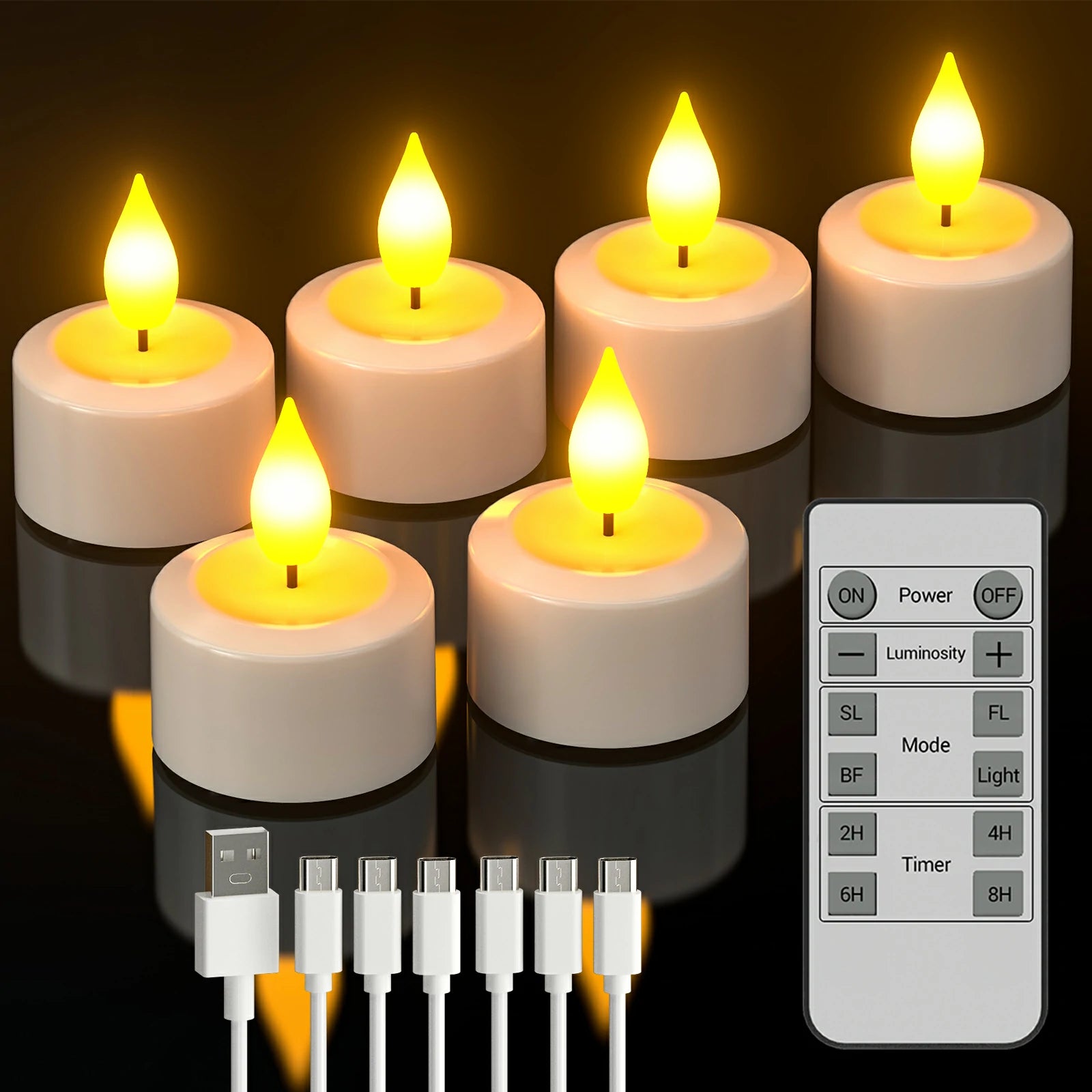 SoulBay® LED Teelichter mit Timer Fernbedienung wiederaufladbar Teelic