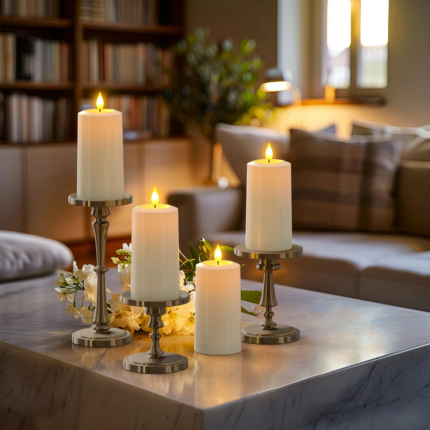 SoulBay® LED Stumpenkerzen, wiederaufladbare, wasserdichte LED Stumpenkerzen mit Timer, 4 Stk_02