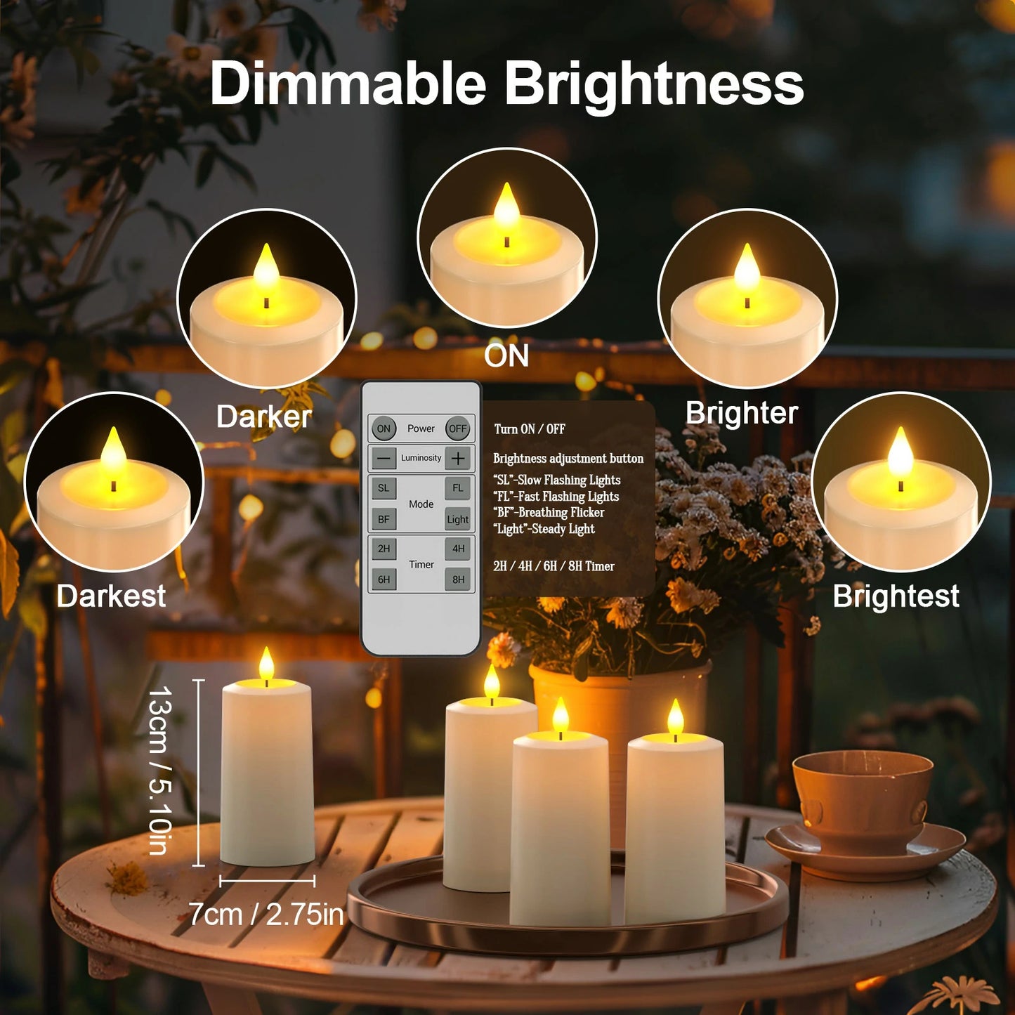 SoulBay® LED Stumpenkerzen, wiederaufladbare, wasserdichte LED Stumpenkerzen mit Timer, 4 Stk_04