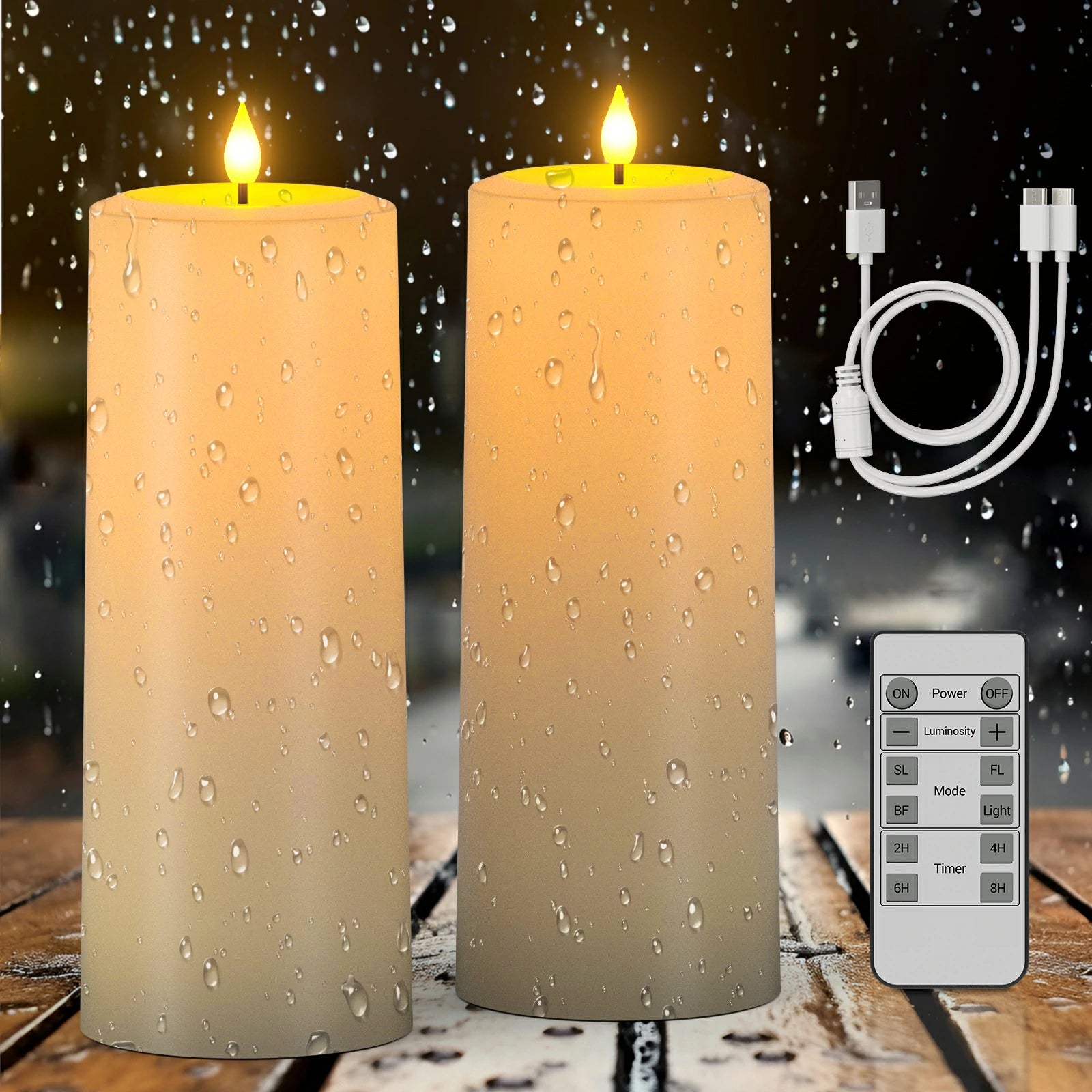 Mnsruu Eagle Moon LED-Kerzen Set – Flammenlos, Fernbedienbar, Timer-Funktion, Farbwechsel – 2 Stück, Batteriebetrieben (AA, 7