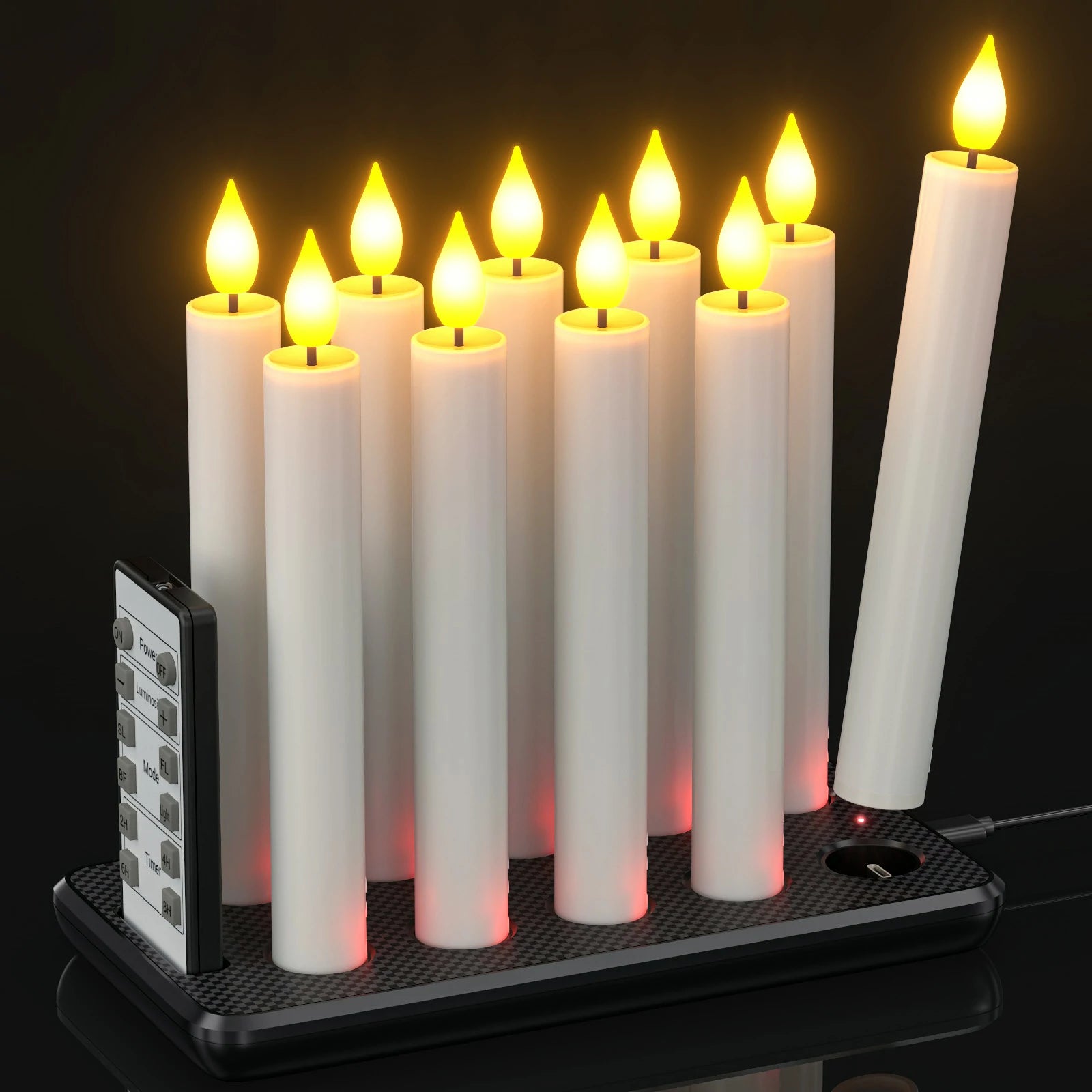 SoulBay® LED Stabkerzen mit Timer Elfenbein, wiederaufladbare flammenl