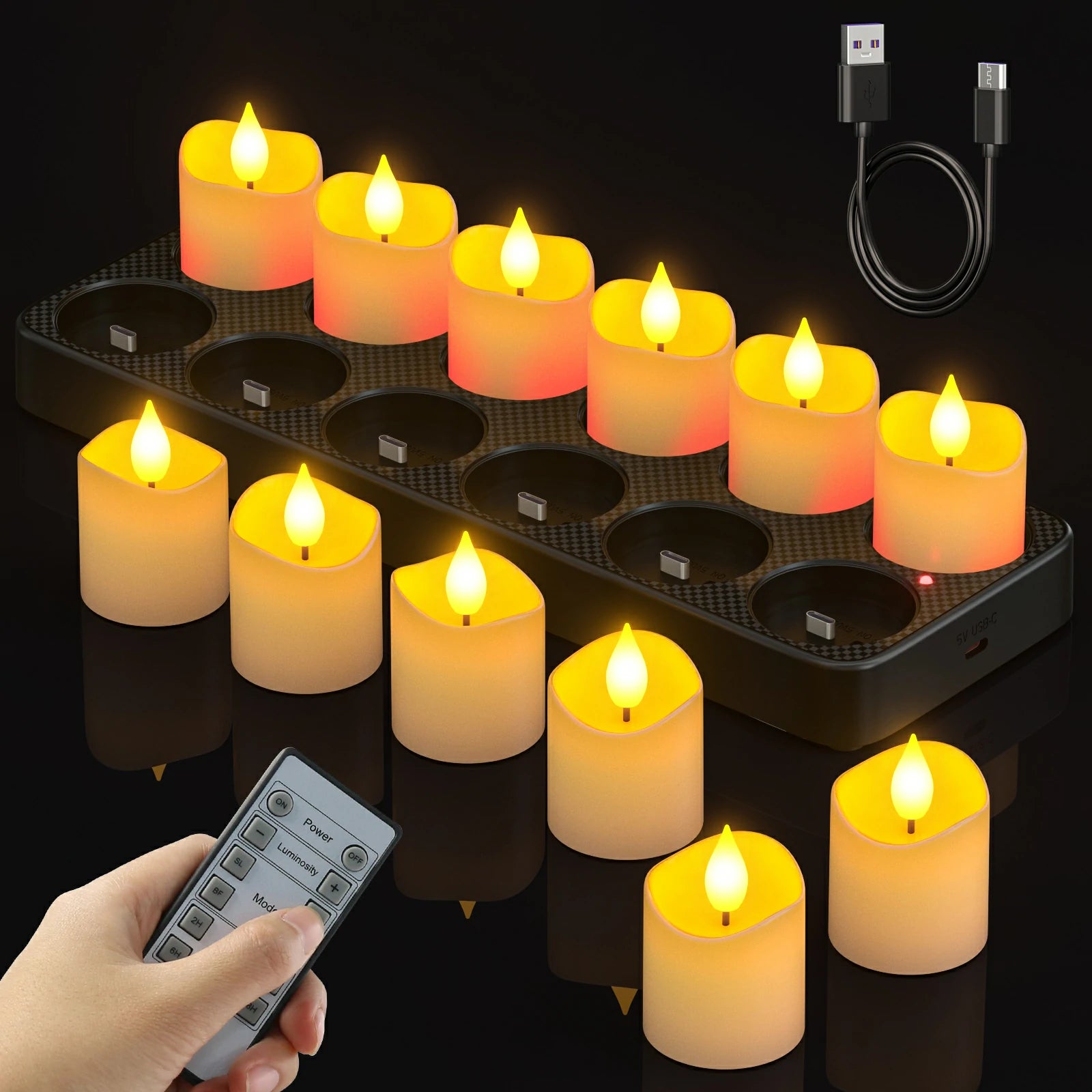 SoulBay® Teelicht mit Timer und Fernbedienung warmweiß blinkende Teeli