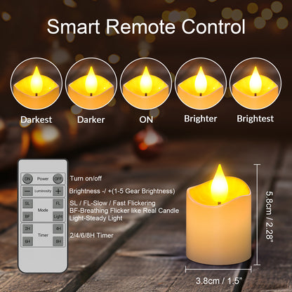SoulBay Flameless Candles with Remote Timer & Charging Base, 12pcs USB Rechargeable Battery Flickering LED Small Votives Lights for Table Dinner Weddings Holidays General Decor, No Battery Required