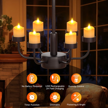 SoulBay Flameless Candles with Remote Timer & Charging Base, 12pcs USB Rechargeable Battery Flickering LED Small Votives Lights for Table Dinner Weddings Holidays General Decor, No Battery Required