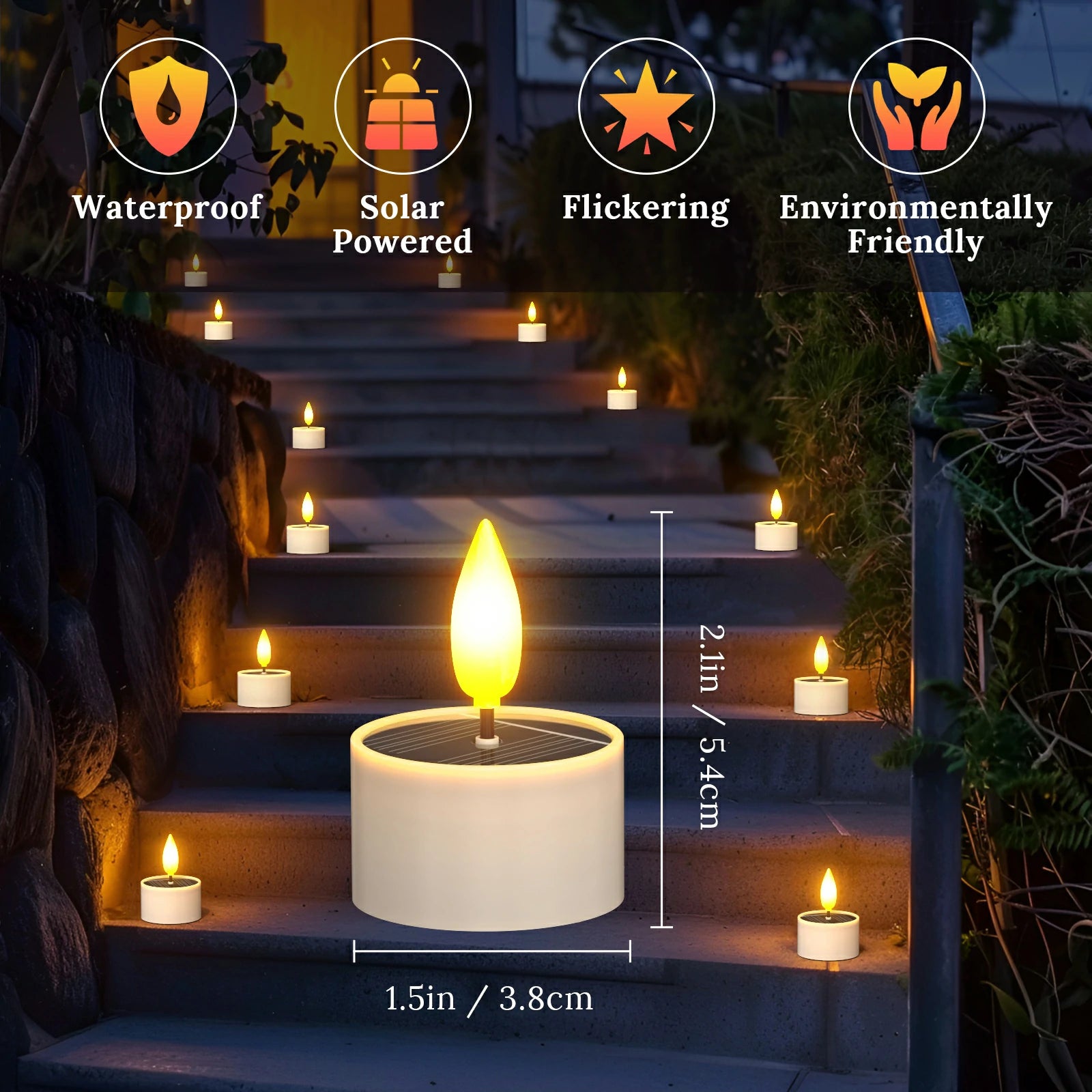 Solar Teelichter für den Außenbereich, wasserdicht, 12 Stück_09