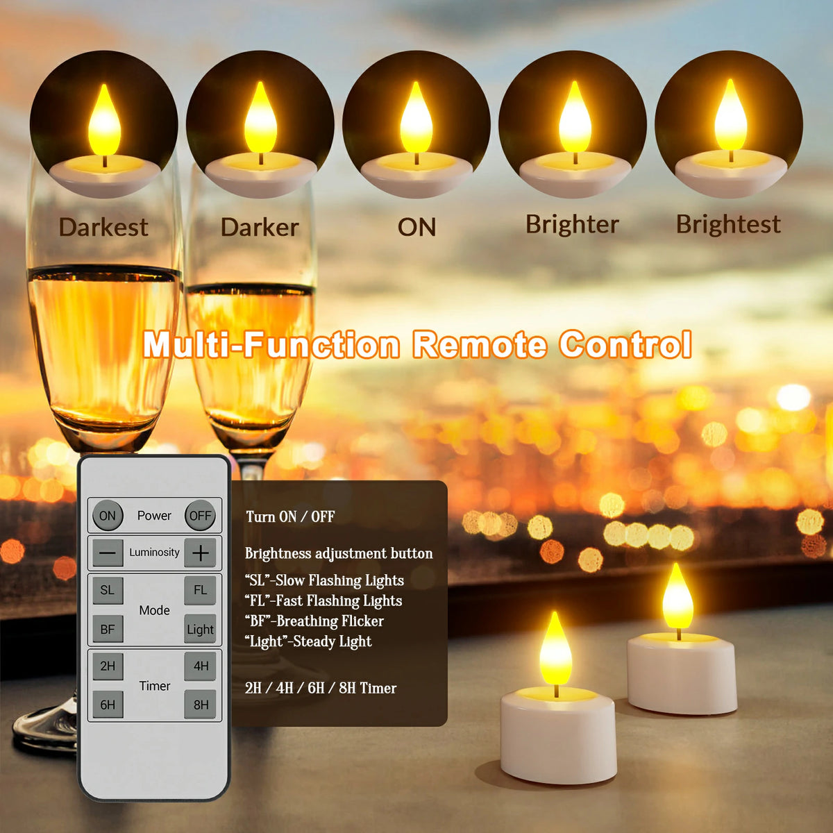 SoulBay® Teelichter aufladbar mit Fernbedienung Timer 3D-Simulationsdo