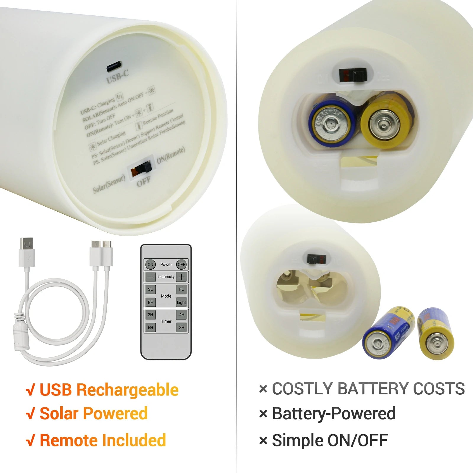 SoulBay® Stumpenkerzen mit Solarladefunktion Wasserdicht Timer LED Stumpenkerzen 2 Stück_10