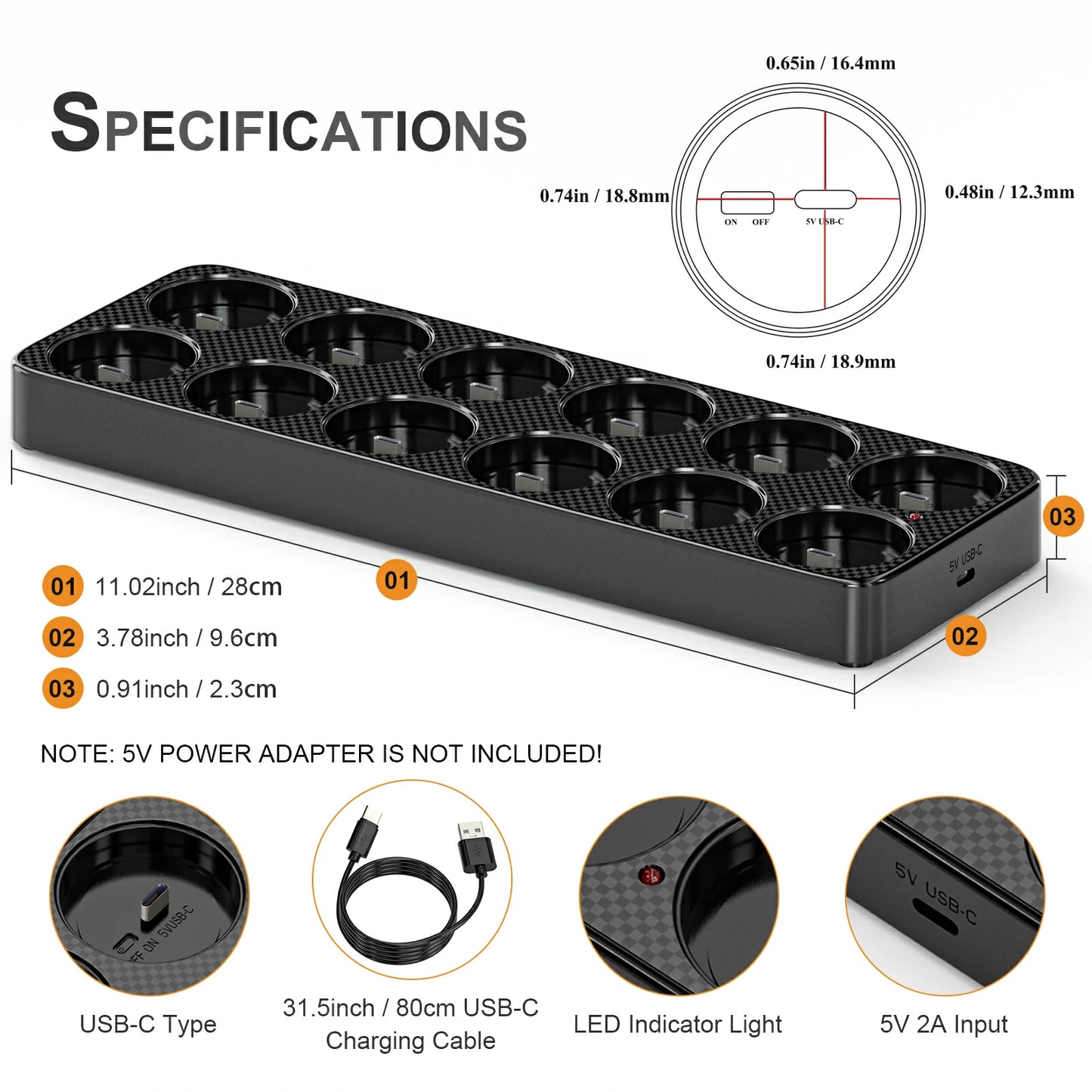 SoulBay® Teelichter Ladestation, für Modelle LC002R, LC003R, LC004R, Universal, 12 Löcher_06