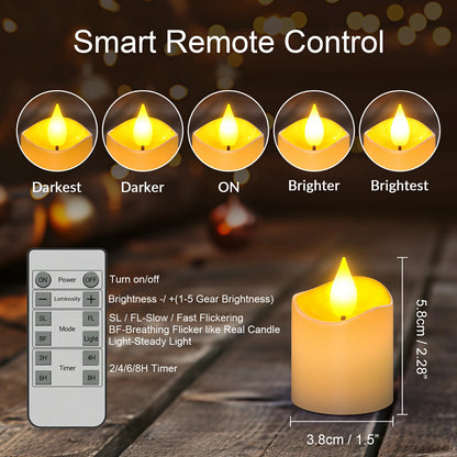 SoulBay® LED Teelicht wiederaufladbar mit Timer Fernbedienung bernsteinfarbene Teelicht 6 Stück_02