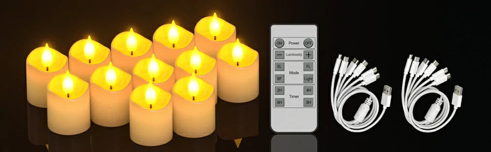 SoulBay® LED Teelicht wiederaufladbar mit Timer Fernbedienung bernsteinfarbene Teelicht 6 Stück_17